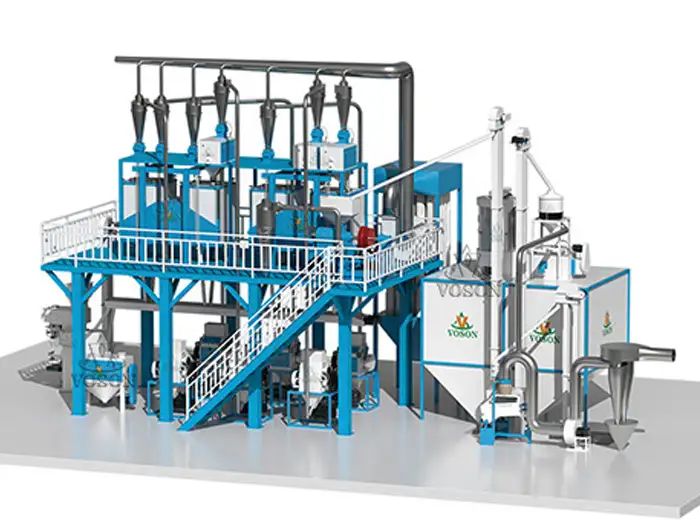 Industrial 30 TPD wheat milling system presented as a complete flour production line