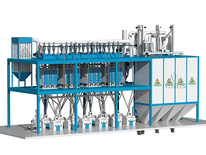 Industrial 160 TPD wheat milling system presented as a complete flour production line