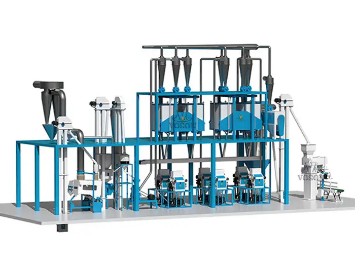 3D layout of a 30 TPD maize flour processing line with integrated milling equipment