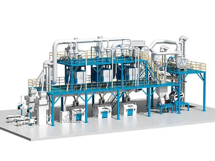 Industrial 50 TPD maize milling system presented as a complete flour production line
