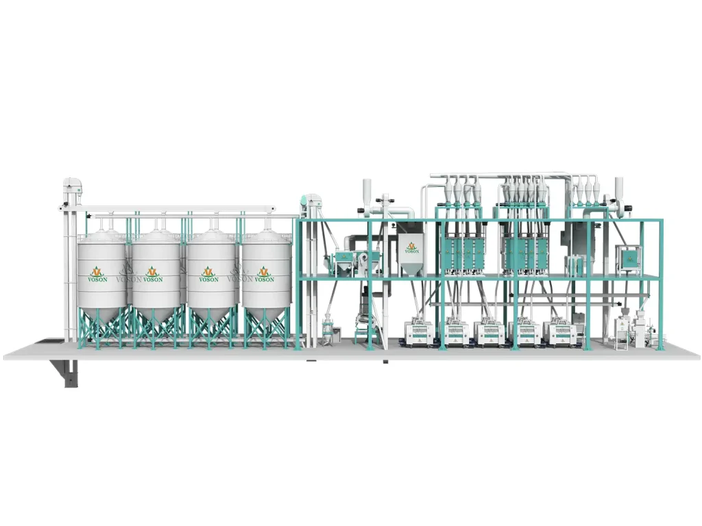 100T Wheat milling process chart for big-scale flour plant

