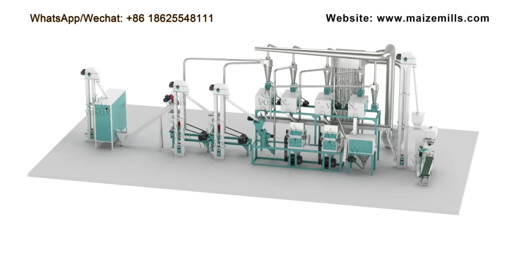 3D layout of the 10TPD maize flour milling plant in Uganda