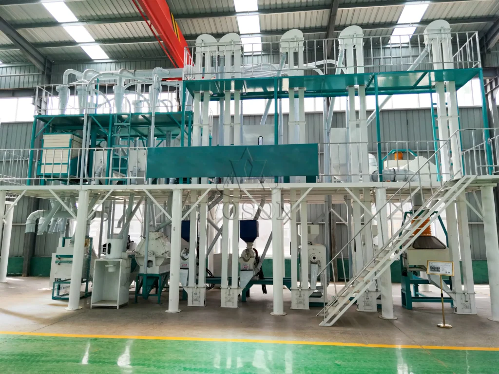Complete maize flour milling line with equipment layout and workflow