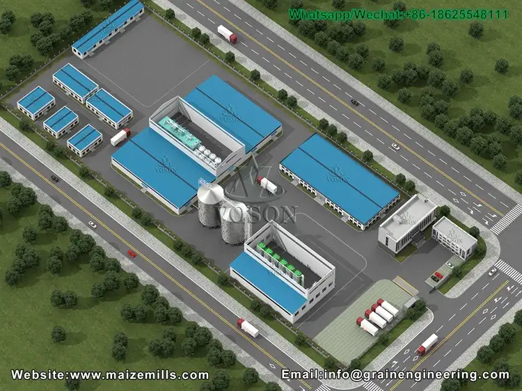 3D factory layout for a complete turnkey maize flour milling solution