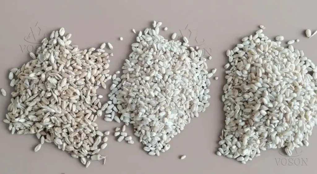 comparison of wheat before and after peeling process