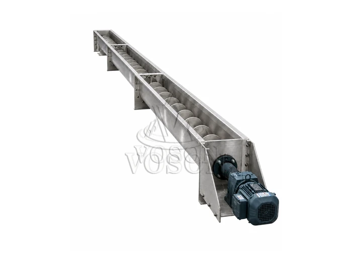 Open U-Trough Stainless Steel Screw Conveyor Open U-trough stainless steel screw conveyor with visible screw flights