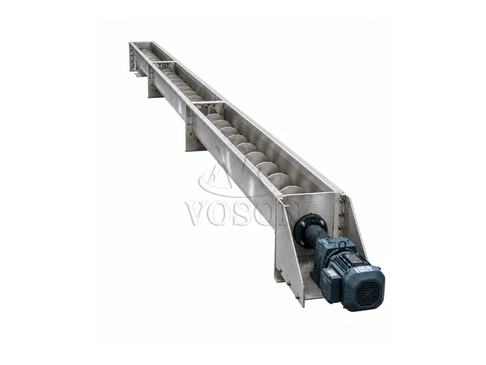 Open U-Trough Stainless Steel Screw Conveyor Open U-trough stainless steel screw conveyor with visible screw flights